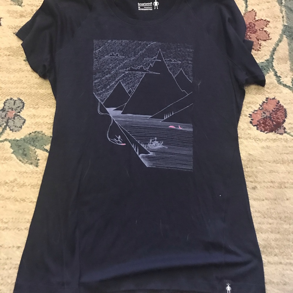Smartwool Black Short Sleeve Tee with Mountain Design